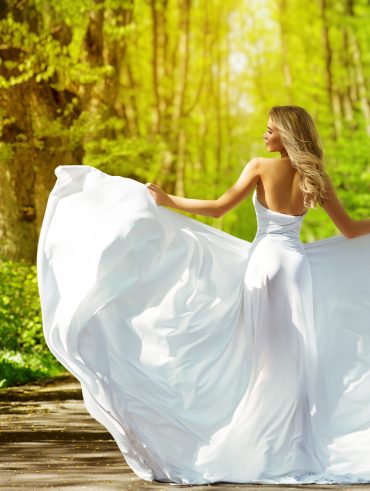 Back of a bride in her dress