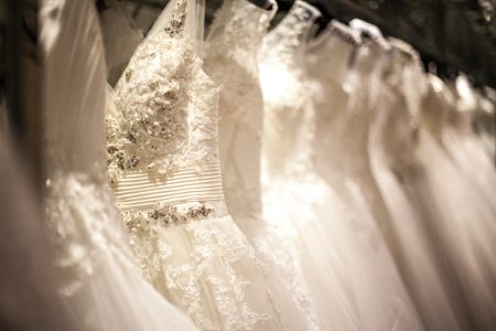 Over 200 sustainable wedding gowns in stock at budget conscious prices. Image shows the dresses