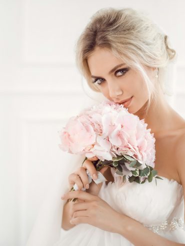 Beautiful bride in a sustainable wedding dress