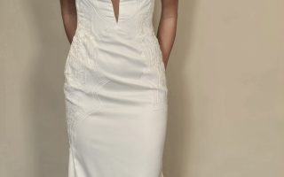 Plunge V Neck Ivory Wedding Dress