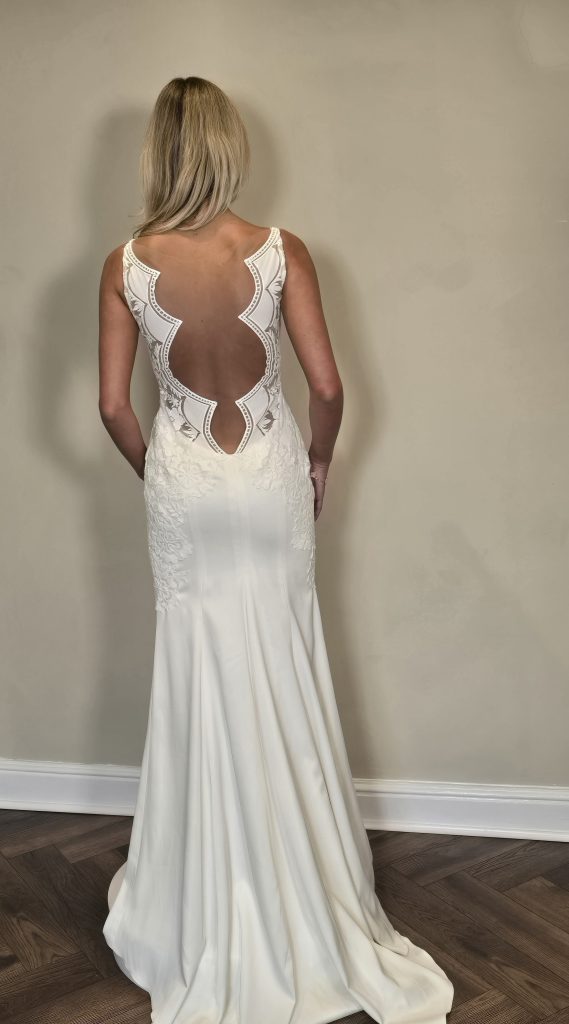 Ivory Wedding Dress with Illusion back detail